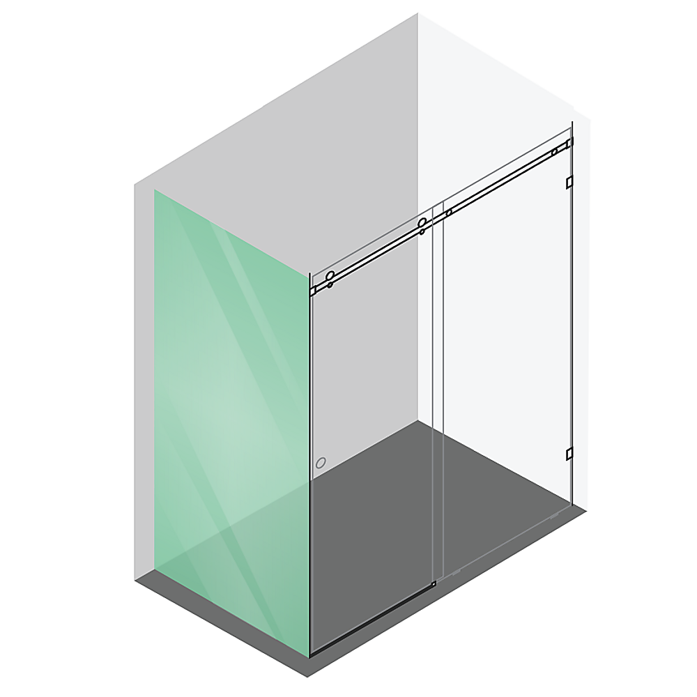 120x90cm Frameless Glass Sliding Corner Shower with Nickel Rail and Hardware