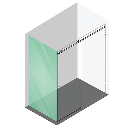120x90cm Frameless Glass Sliding Corner Shower with Nickel Rail and Hardware