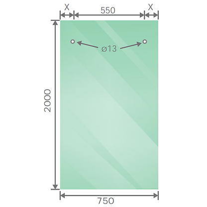 150x80cm Frameless Glass Sliding Corner Shower with Nickel Rail and Hardware