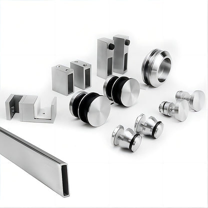 170x100cm Frameless Glass Sliding Corner Shower with Nickel Rail and Hardware