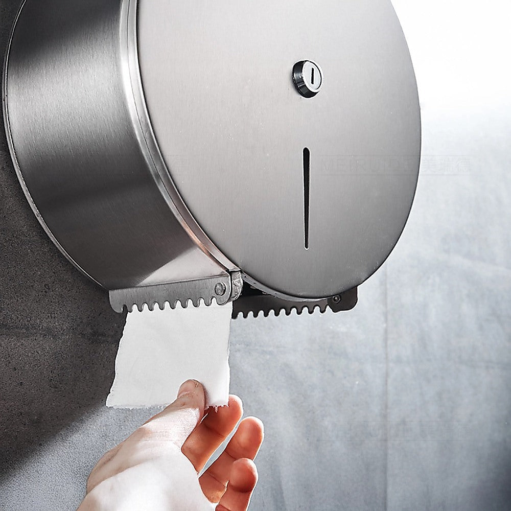 Toilet Paper Towel Dispenser Brushed Stainless Steel Wall-Mounted Bathroom Tissue