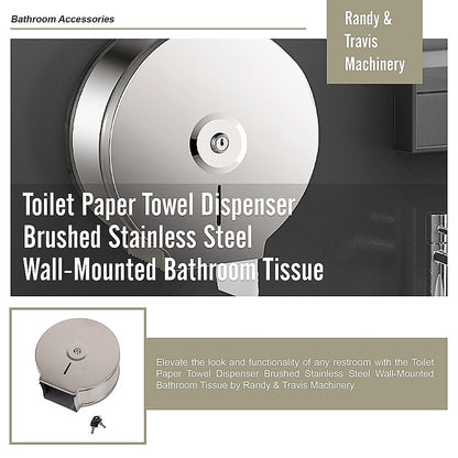 Toilet Paper Towel Dispenser Brushed Stainless Steel Wall-Mounted Bathroom Tissue