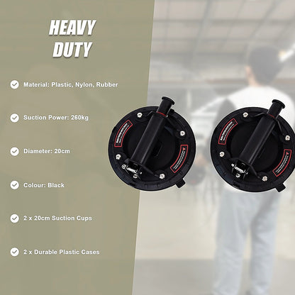 2x20cm 500kg Vacuum Suction Cup Glass Lifter Granite Sucker Pump Lift Heavy Duty