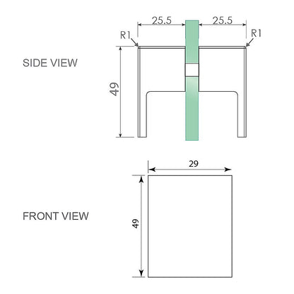 Brass Shower Door Square double pull Handle in Chrome