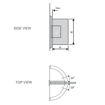 90 Degree Stainless steel Glass Shower Door L-Hinge in Black