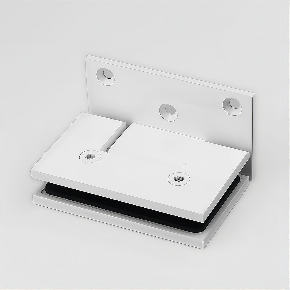 90° Brass Glass Shower Door L-Hinge in White