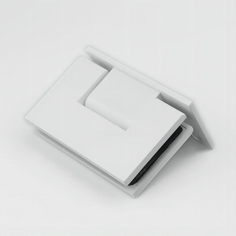 90° Brass Glass Shower Door L-Hinge in White