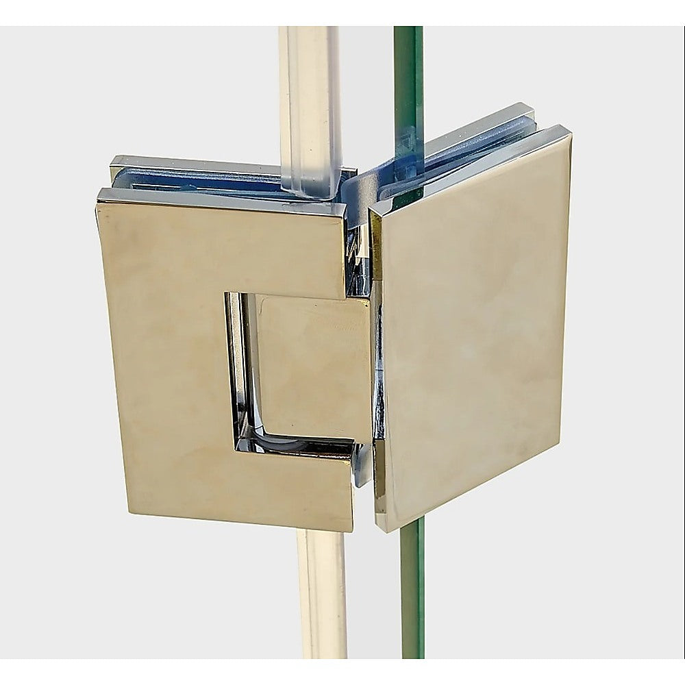 135° Glass-to-Glass Brass Square Shower Hinge in Gunmetal
