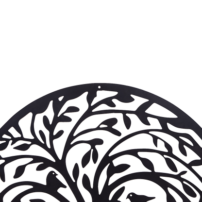 60cm Tree of Life & Birds Round Metal Wall Garden Art Sculpture