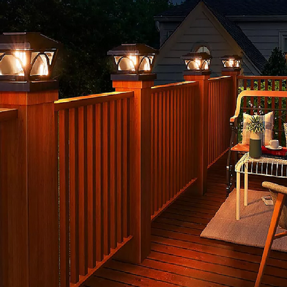 2 Pack Outdoor Flame Light Solar Post Deck Fence Cap