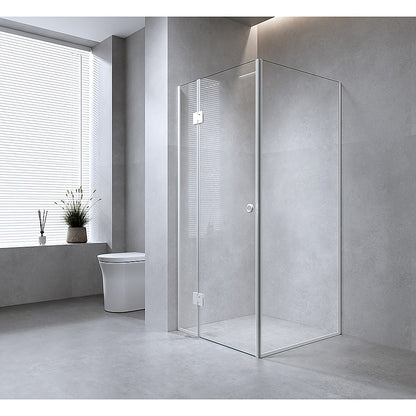 100x70cm Corner Frameless Shower Screen with Gold Channel and SS Hinges, Round Handle