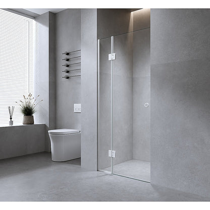 100cm Wall to Wall Frameless Shower Screen with Nickel Channel and SS Hinges , Round Handle