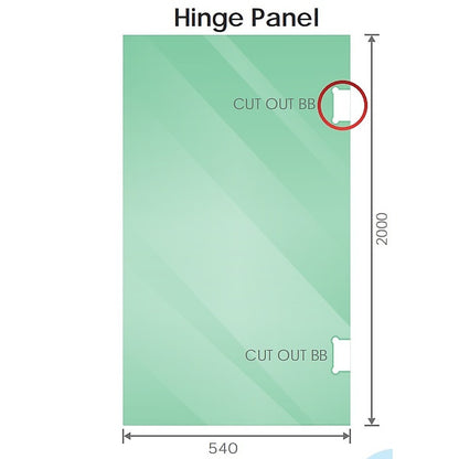 120x90cm Corner Frameless Shower Screen with Gold Brackets and SS Hinges, Round Handle