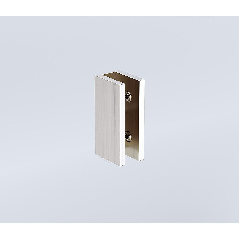 120x110cm Corner Frameless Shower Screen with Nickel Brackets and SS Hinges, Round Handle