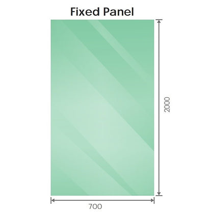 90x70cm Corner Frameless Shower Screen with Gunmetal Brackets and Brass Hinges, Round Handle