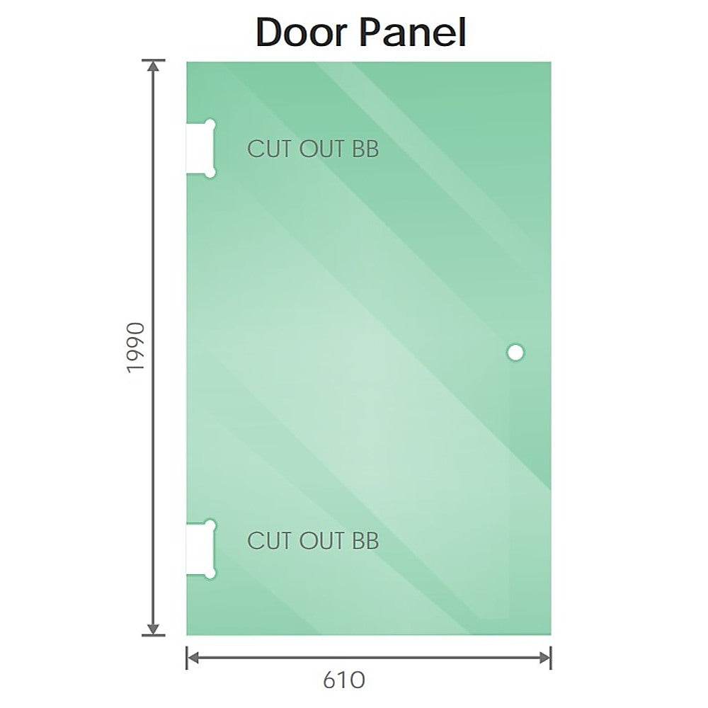 90x80cm Corner Frameless Shower Screen with Nickel Brackets and Brass Hinges, Round Handle