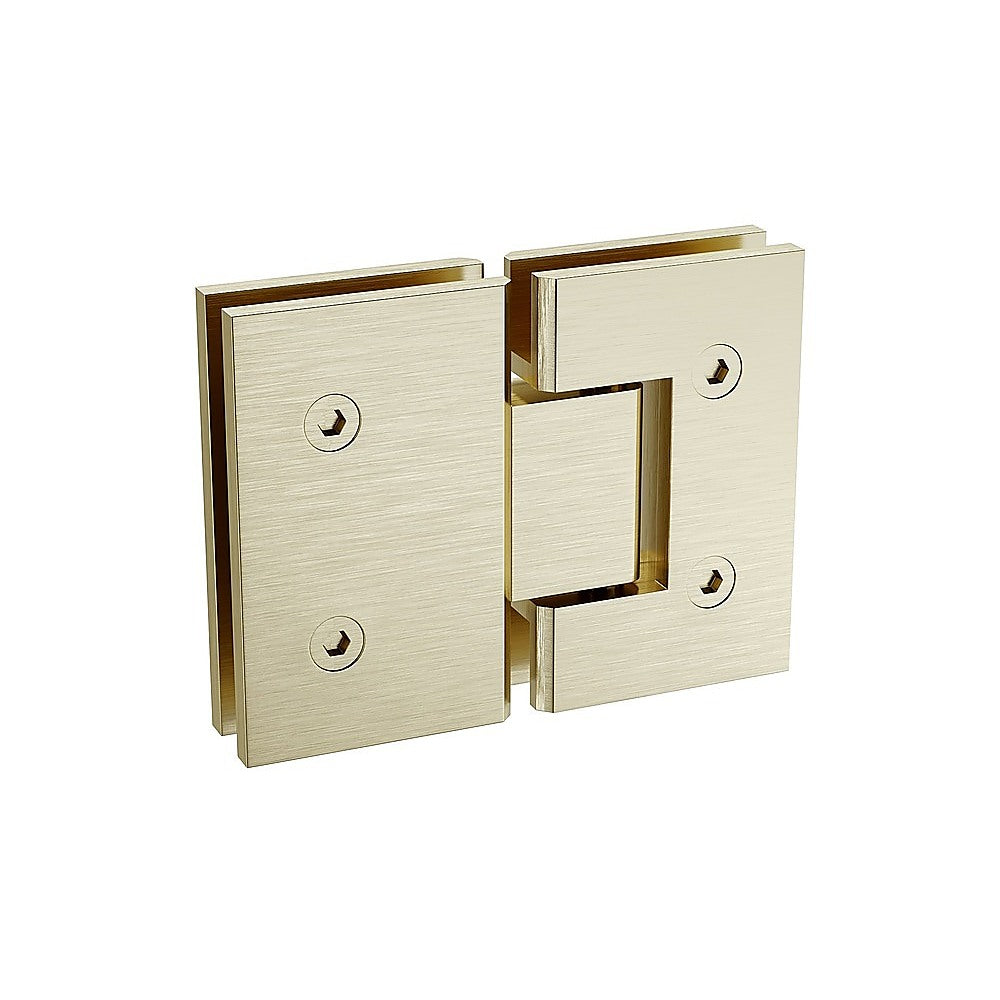 100x80cm Corner Frameless Shower Screen with Gold Channel and Brass Hinges, Round Handle