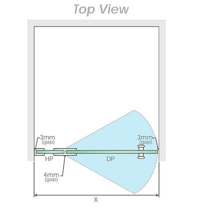100x80cm Corner Frameless Shower Screen with Nickel Brackets and Brass Hinges, Round Handle