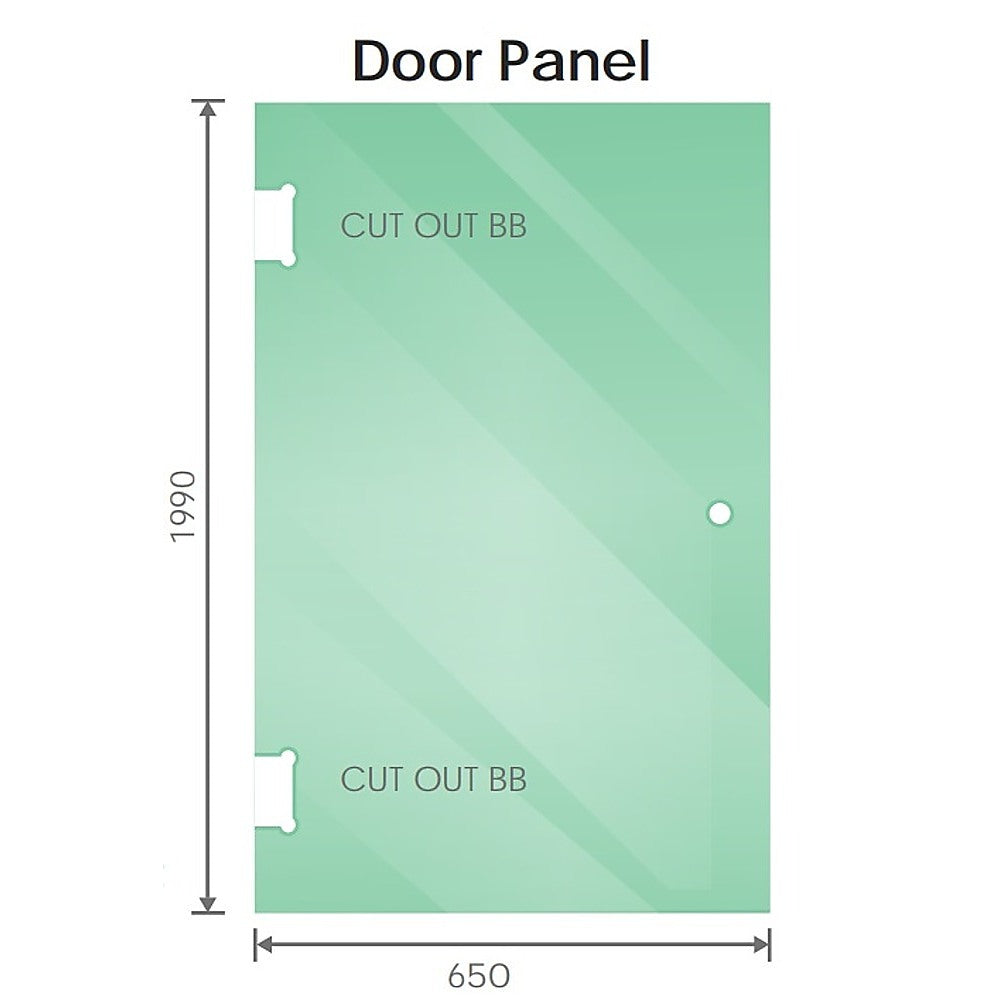 100x80cm Corner Frameless Shower Screen with Nickel Brackets and Brass Hinges, Round Handle