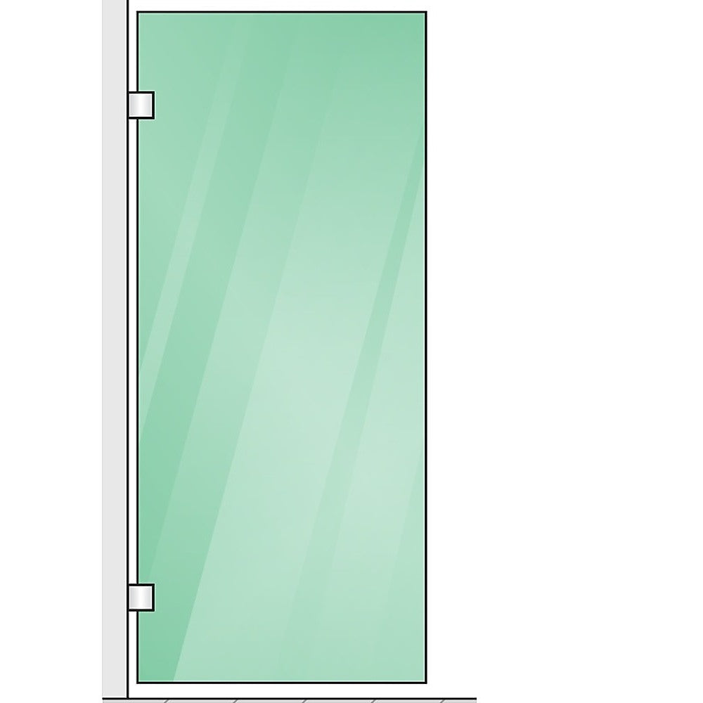 100x80cm Corner Frameless Shower Screen with Nickel Brackets and Brass Hinges, Round Handle