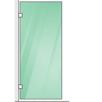 100x80cm Corner Frameless Shower Screen with Nickel Brackets and Brass Hinges, Round Handle