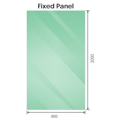 100x80cm Corner Frameless Shower Screen with Nickel Brackets and Brass Hinges, Round Handle
