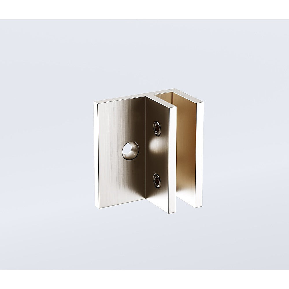 100x80cm Corner Frameless Shower Screen with Nickel Brackets and Brass Hinges, Round Handle