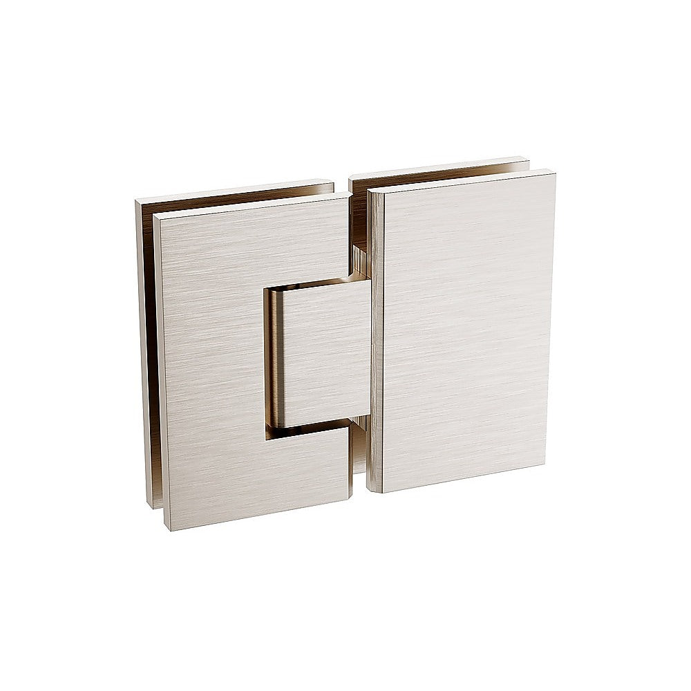 100x80cm Corner Frameless Shower Screen with Nickel Brackets and Brass Hinges, Round Handle