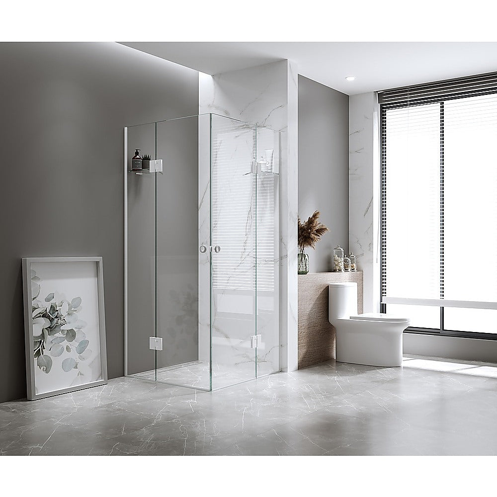 120x120cm Double Door Corner Shower with Gunmetal Channels and SS Hinges, Round Handle