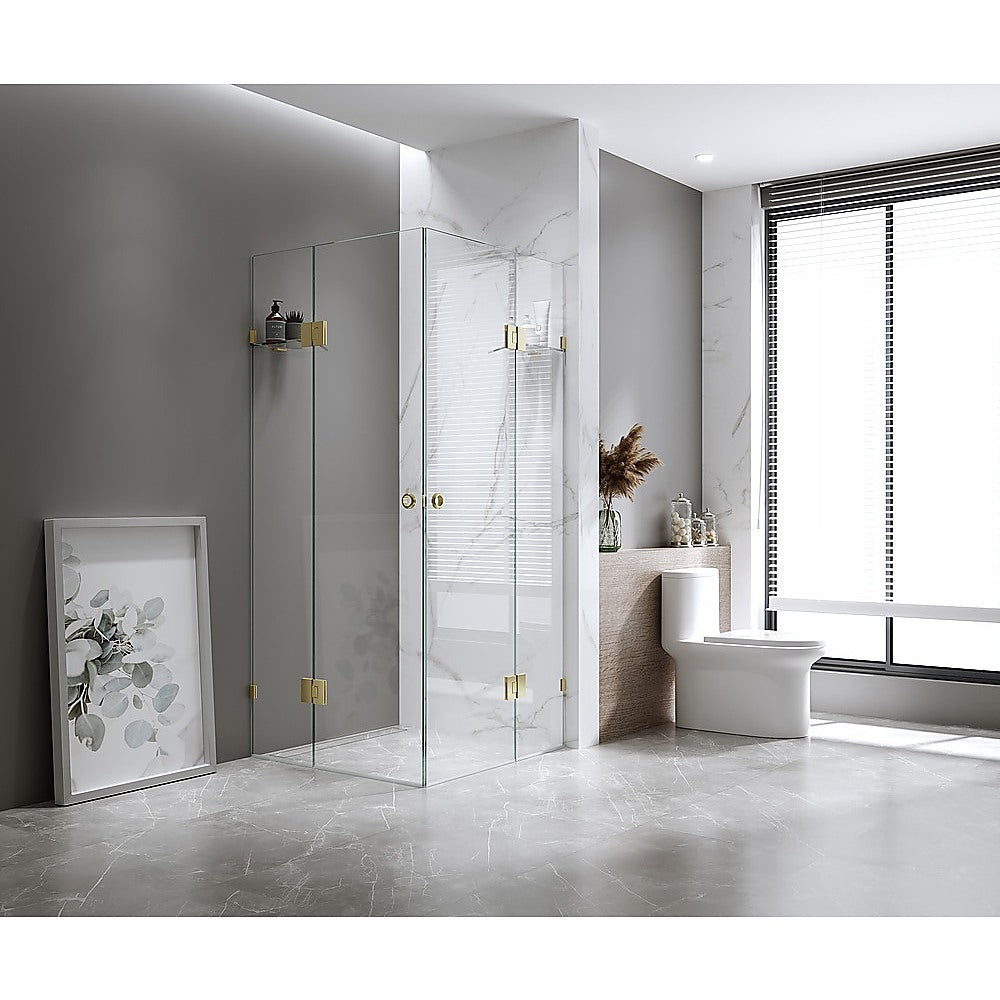 90x100cm Double Door Corner Shower with Nickel Brackets and SS Hinges, Round Handle