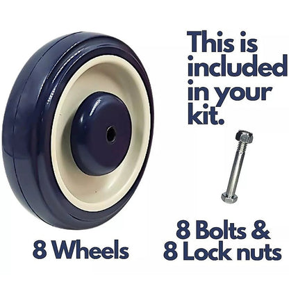 8 x 5" Diameter Wheels Nuts and Bolts included