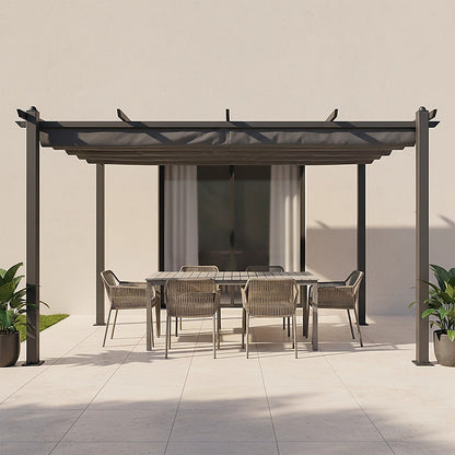 3x4M Aluminium Pergola Marquee with Retractable Roof – Garden Canopy