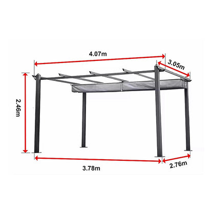 3x4M Aluminium Pergola Marquee with Retractable Roof – Garden Canopy