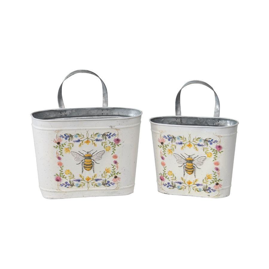 Set 2 Oval Planter Storage Bucket 28cm