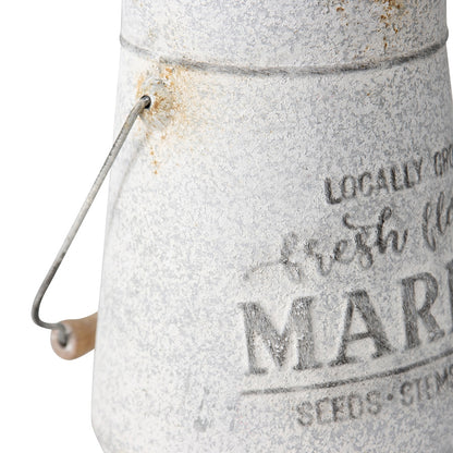 Distressed Flower Market Planter w Handle 26cm