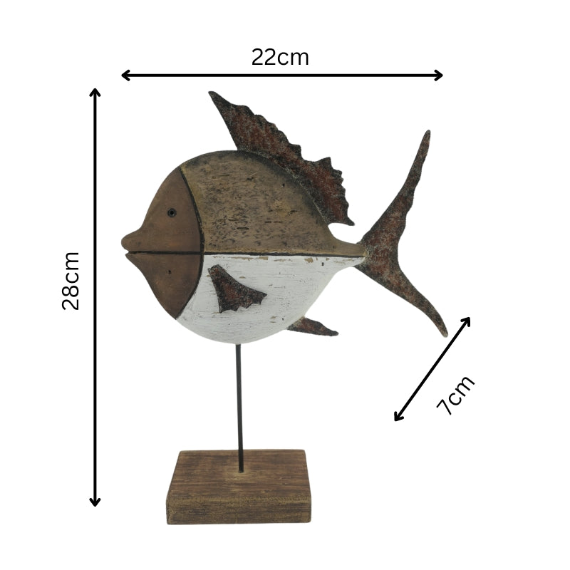 Set 2 Handcrafted Fish On Base Assort 28cm, 20cm