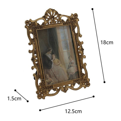Antique Gold Metal Photoframe w Ornate Swirls 18cm