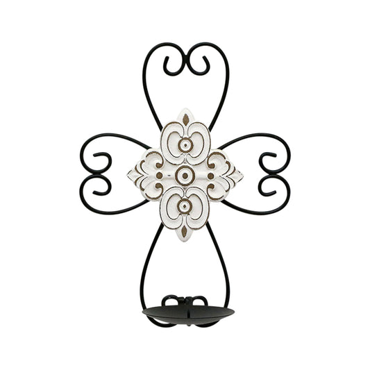 Fleur Moulded Cross Wall Sconce 33cm