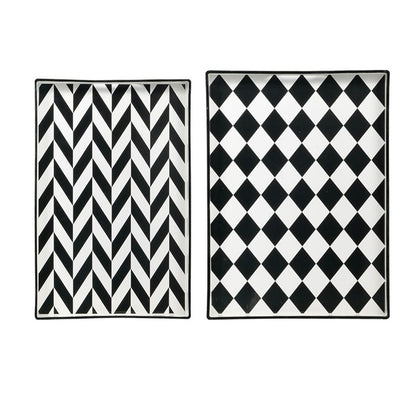 Set 2 Patterned Rectangular Trays 48cm