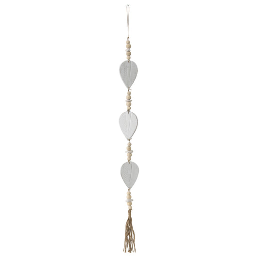 Handcrafted Hanging 3-Leaf Mobile with Beads & Tassel 8x105cm