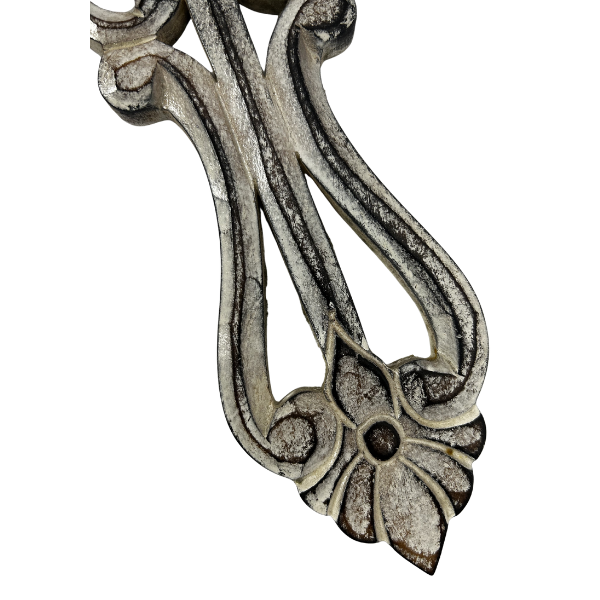 Handcrafted Ornate Taupe Scroll-Design Wall Cross 20x30cm