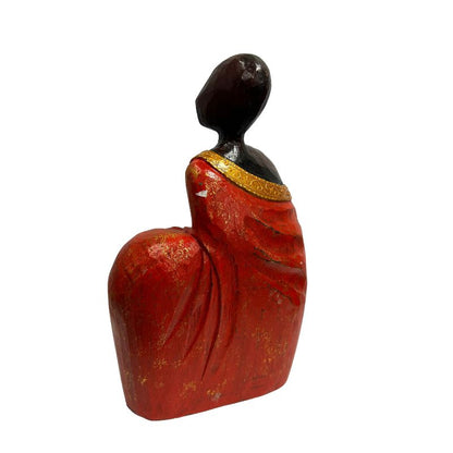 Tribal Lady Draped in Red Ornament 20x30cm