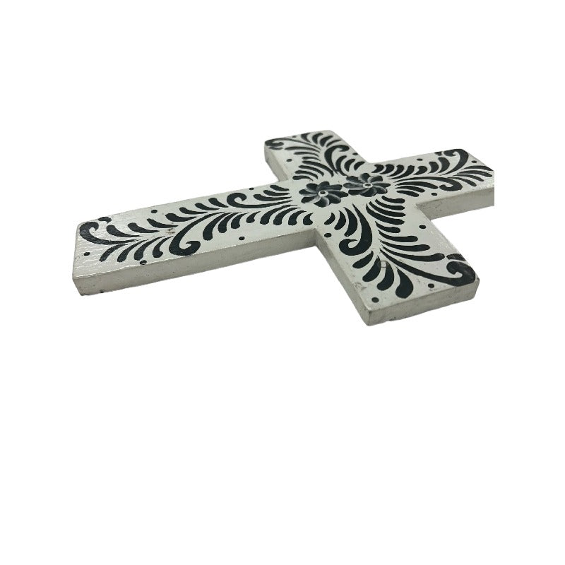 Handcrafted Monochrome Cross Wall Art 20cm