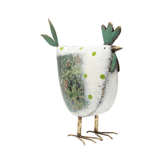Natures Art Metal Chook w Polka Dots 41cm