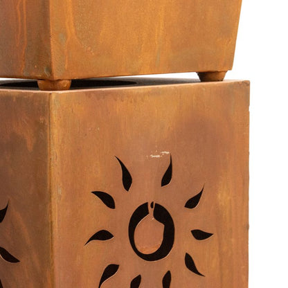 Set 2 Nested Square Pilla Rust 'Sunsihine' Planters 93cm, 86cm