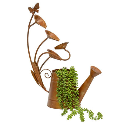 Decorative Rust Watering Can w Lilypads 57cm