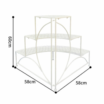 Riviera 3 Tier Round Fronted Corner Potplant Stand 60cm