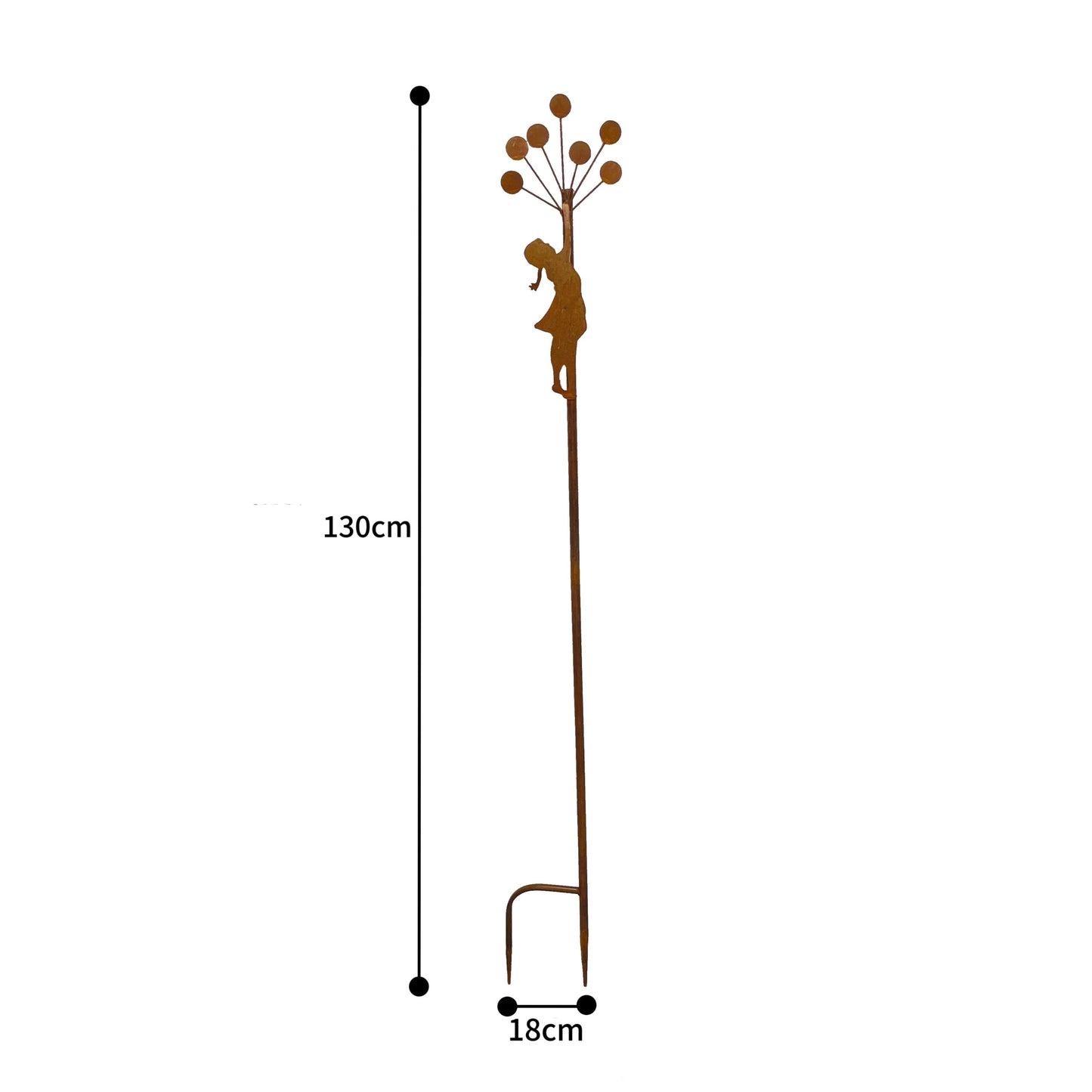 Rust Girl w Balloons Garden Stake 125cm