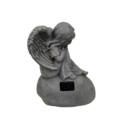 Welcome Garden Angel w Solar Light 44cm
