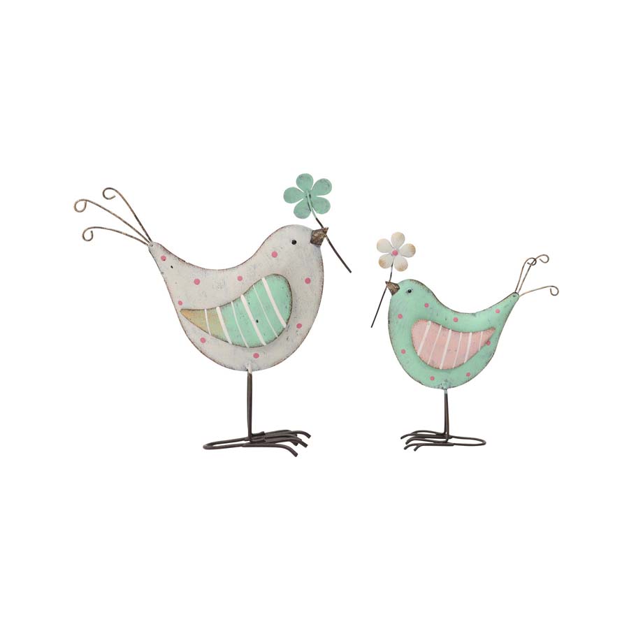 Set 2 Asst Sweetheart Birds w Flower 17cm
